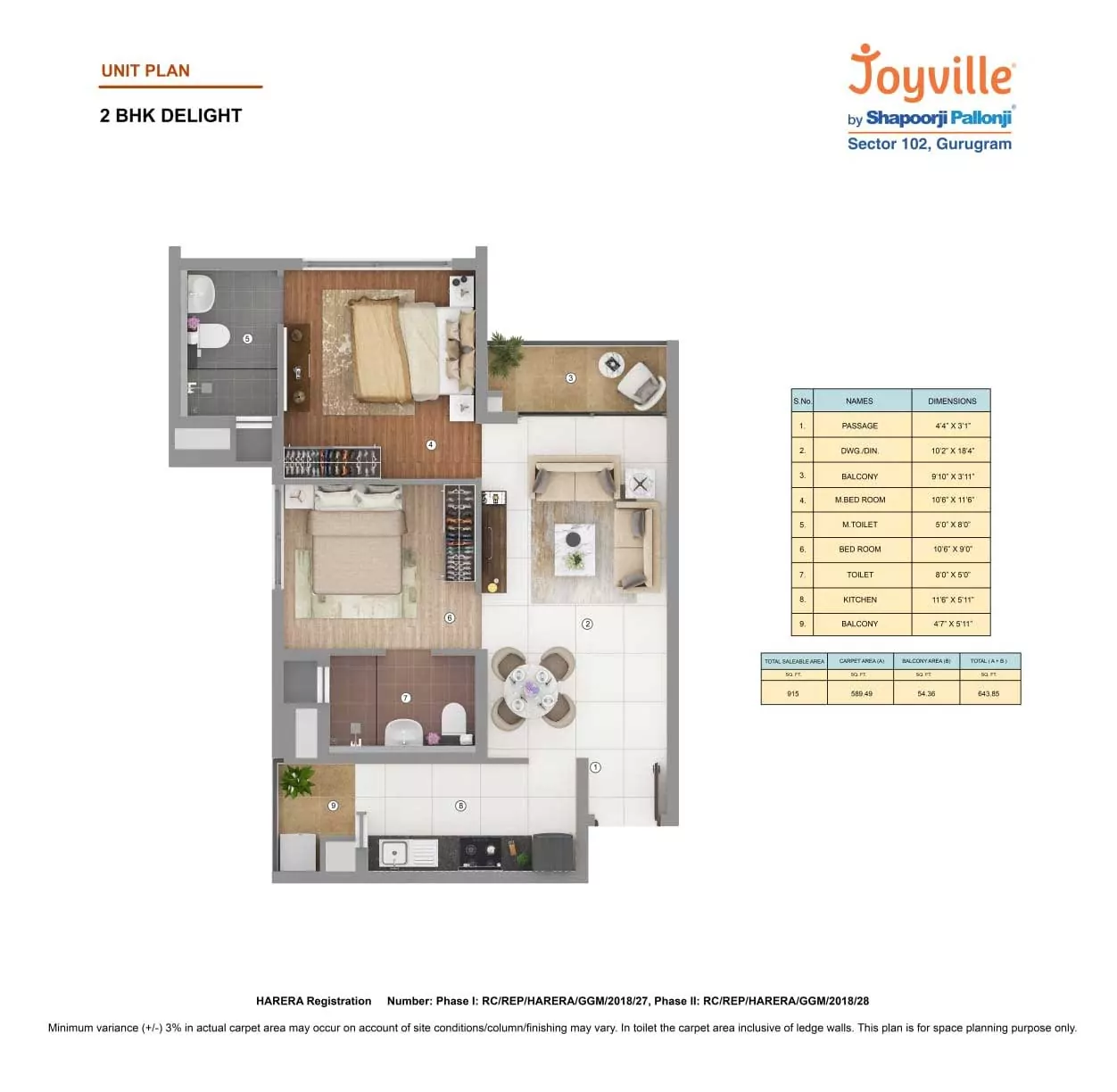 2bhk Delight 915 Sqft