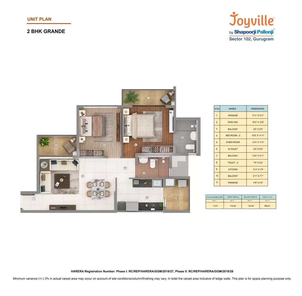 2bhk Grande 1215 Sqft