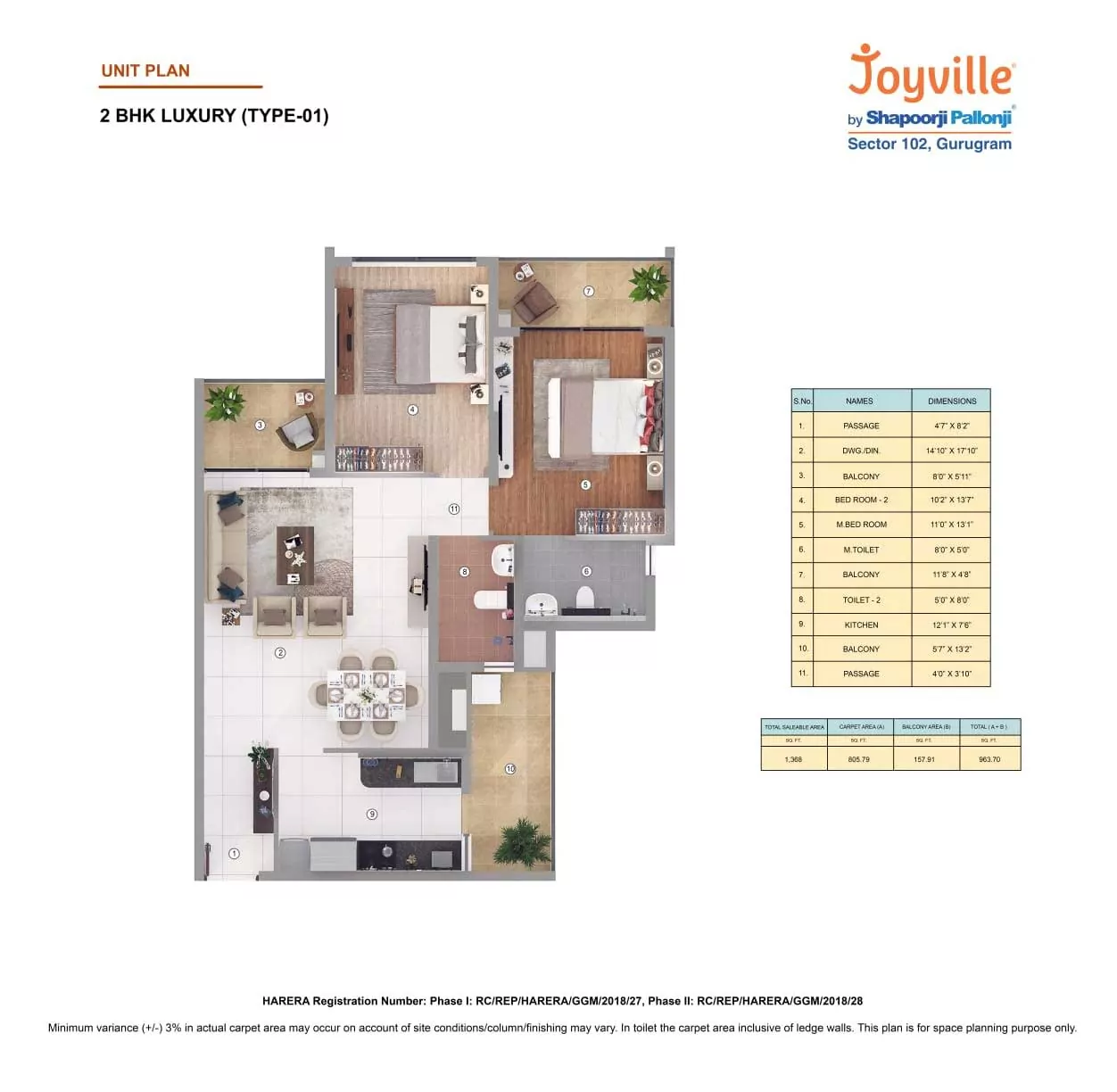 2bhk Luxury Type 01 1368 Sqft