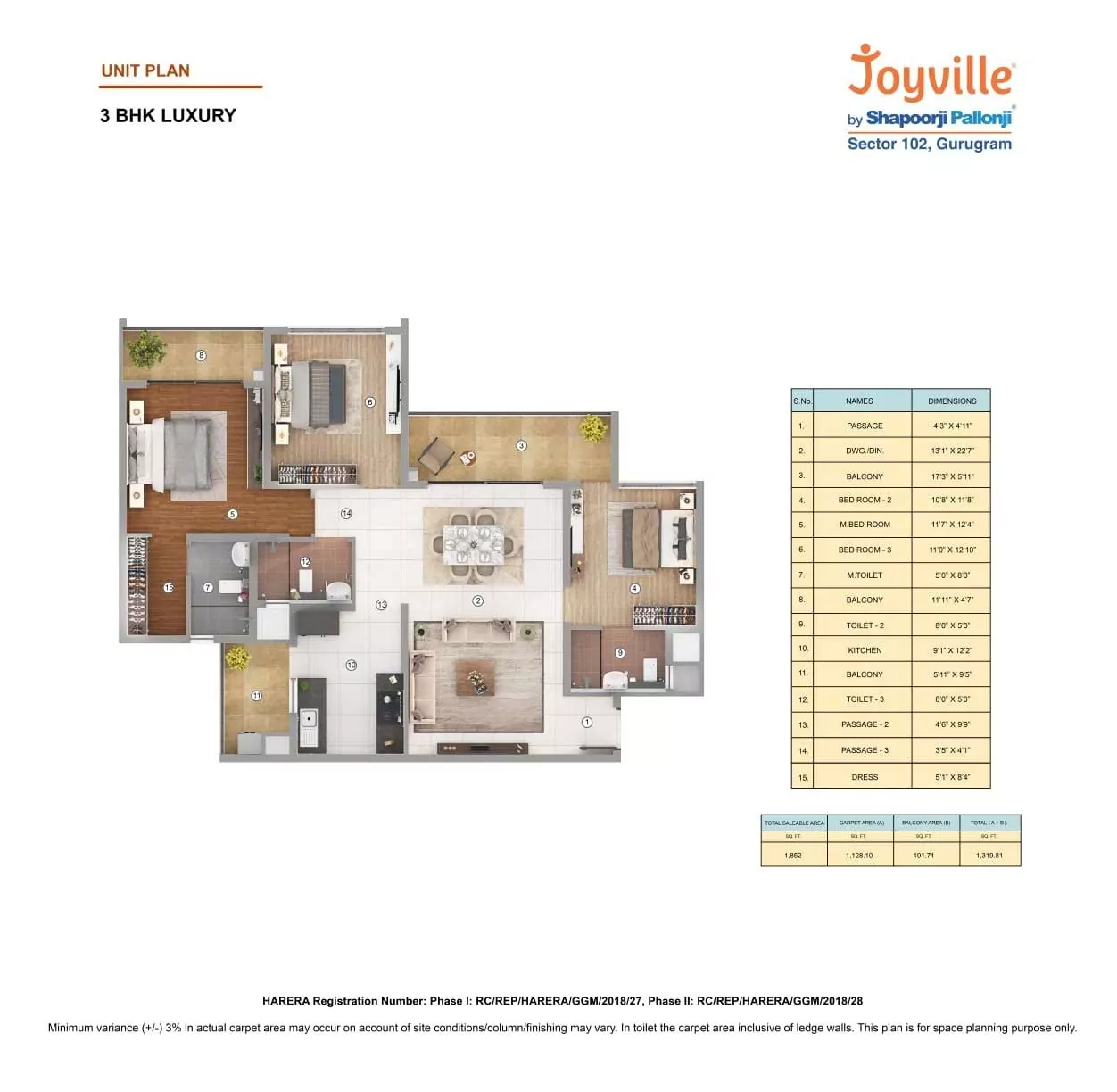 3bhk Luxury 1852 Sqft