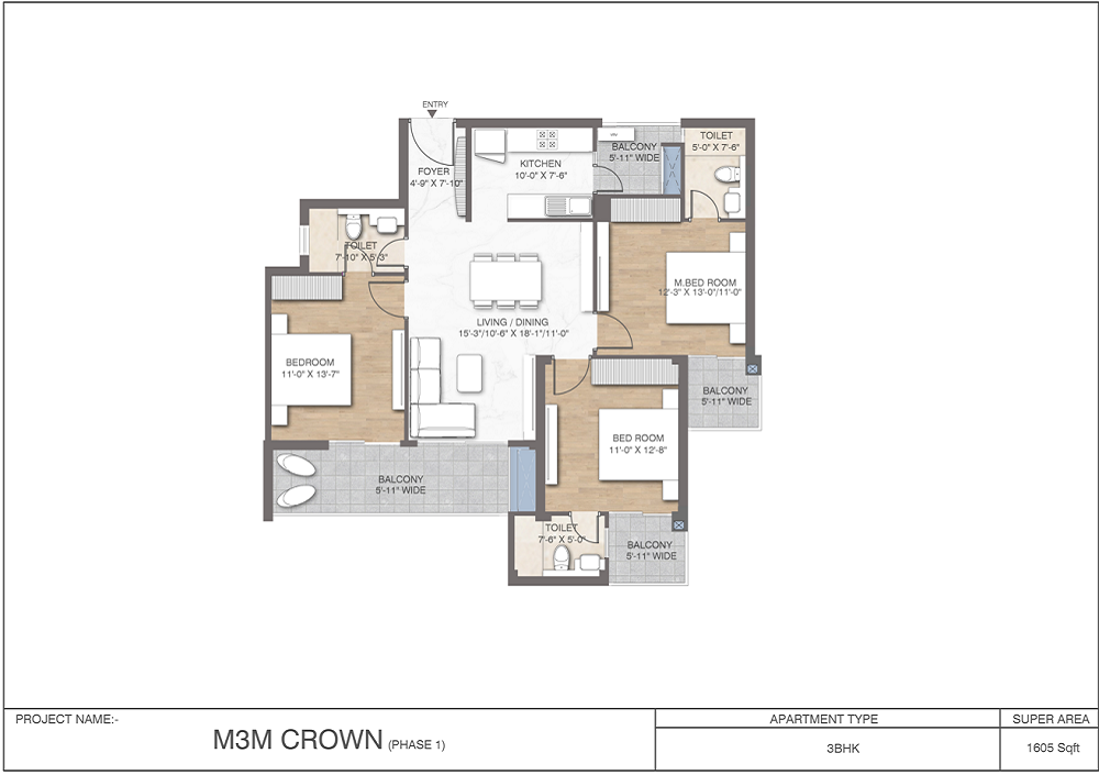 M3m Crown floor plan 1605
