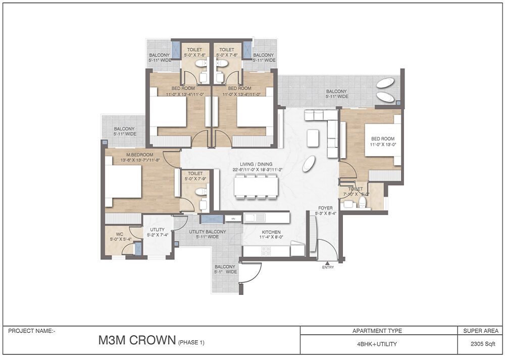 M3m Crown floor plan 2305