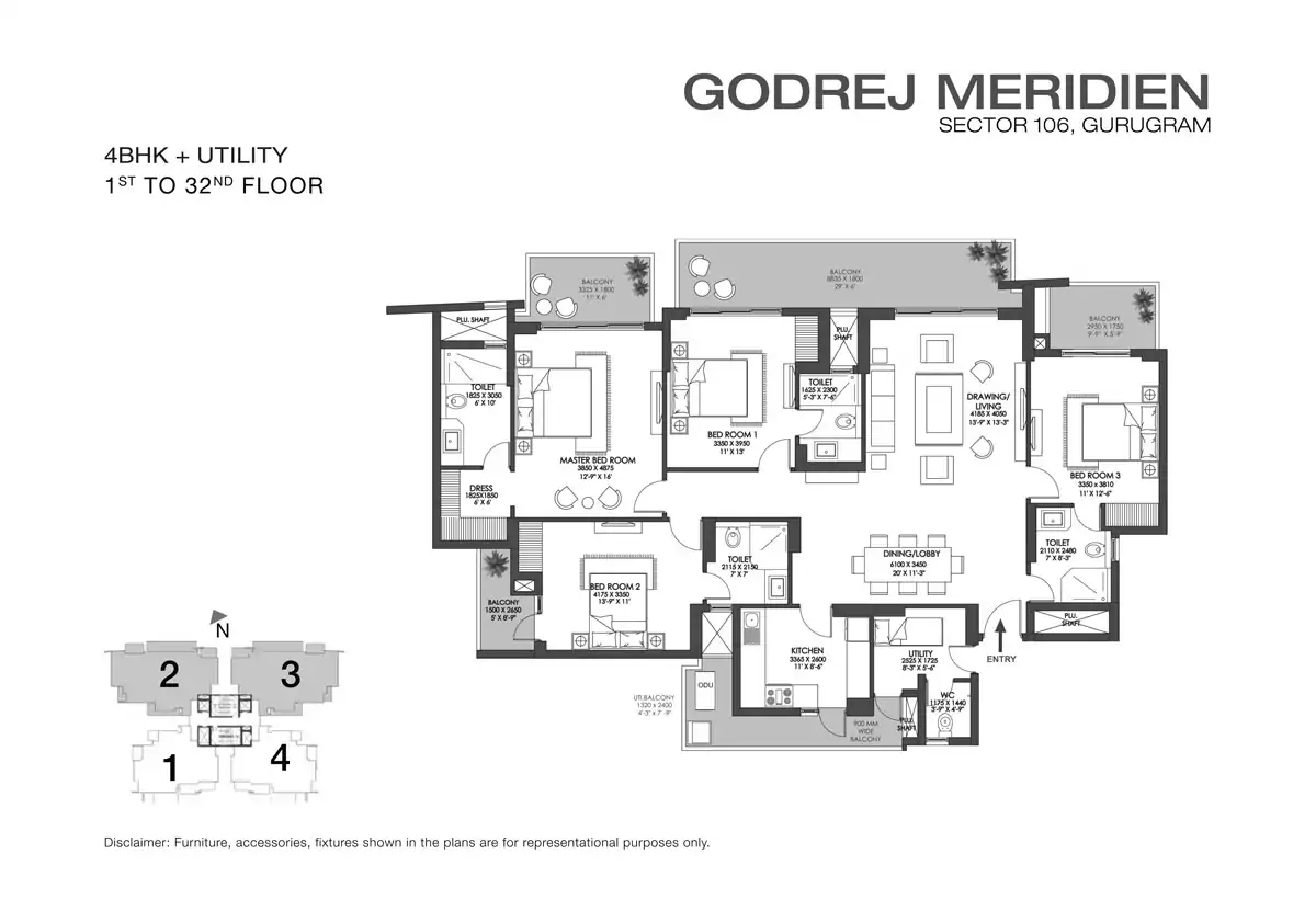 Godrej Meridien 4 BHK Floor Plan