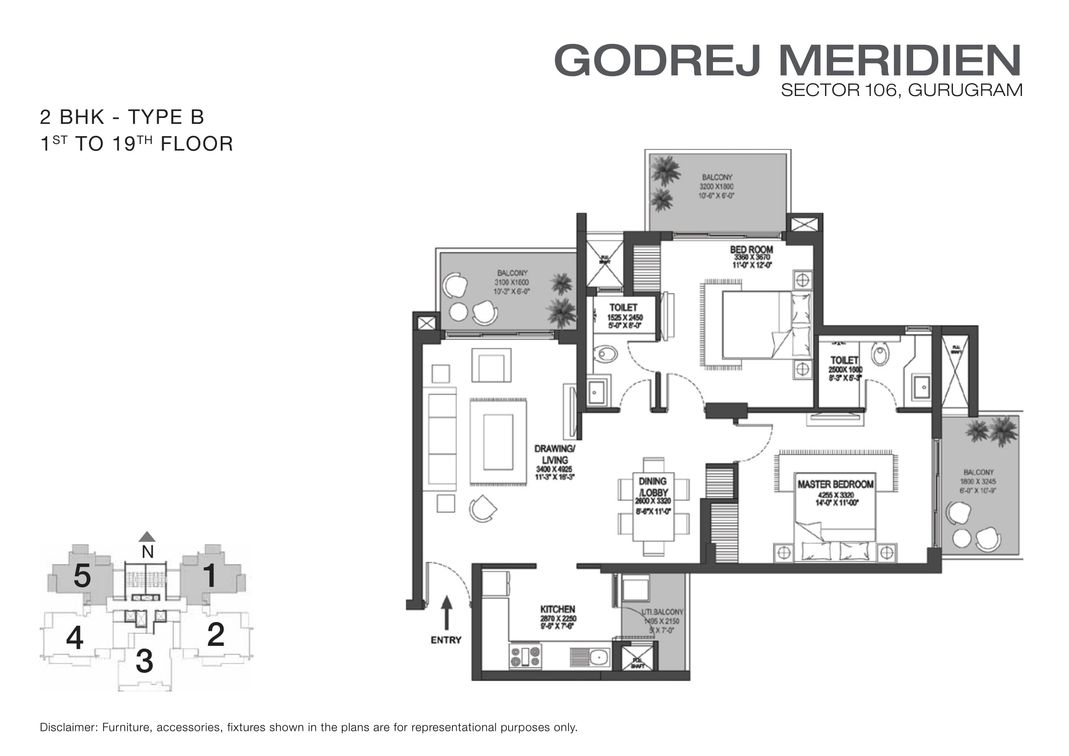 Godrej Meridien 2 BHK Floor Plan 